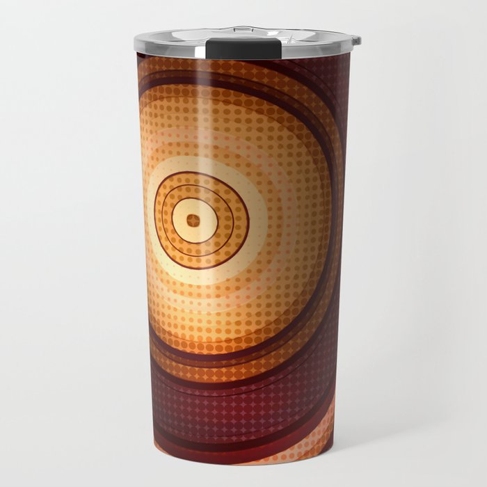 Pop art halftone brown concentric circle Travel Mug