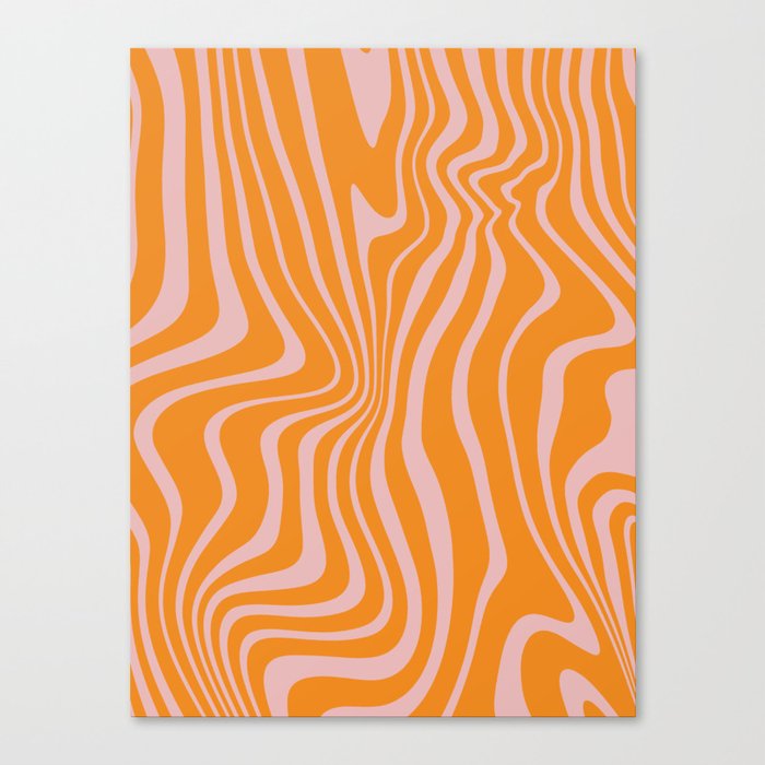 Psychedelic Waves 22, Zebra, Orange Light Pink Canvas Print