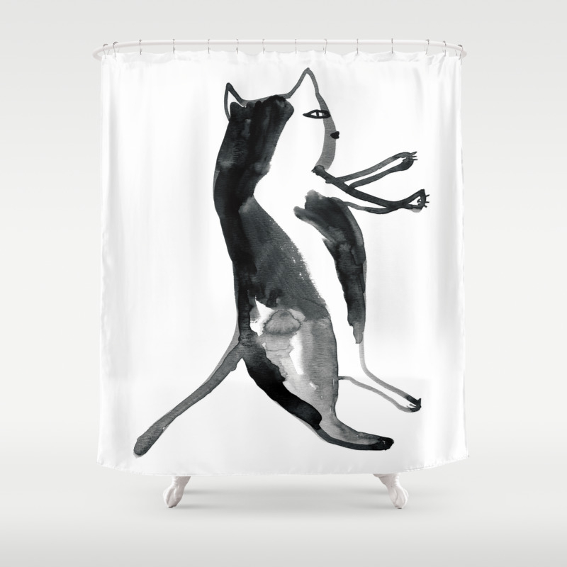 Black White Cat Shower Curtain By Colorzen Society6