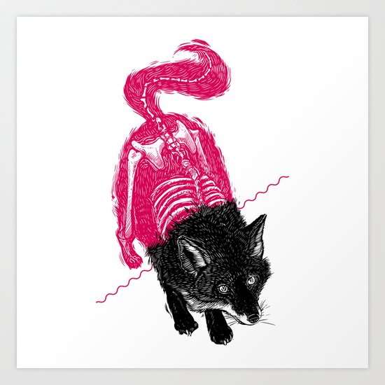 Stripped Fox Art Print