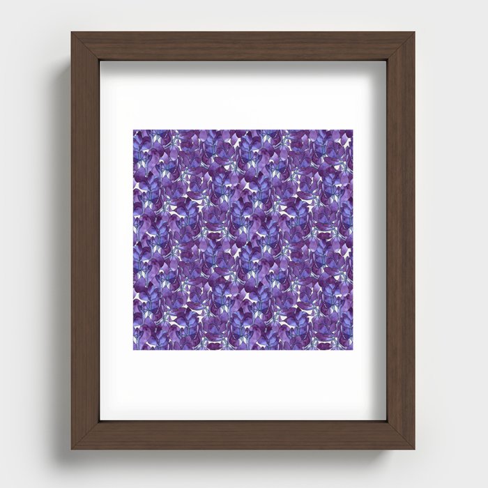 Botanical Purple Violet Pattern Recessed Framed Print