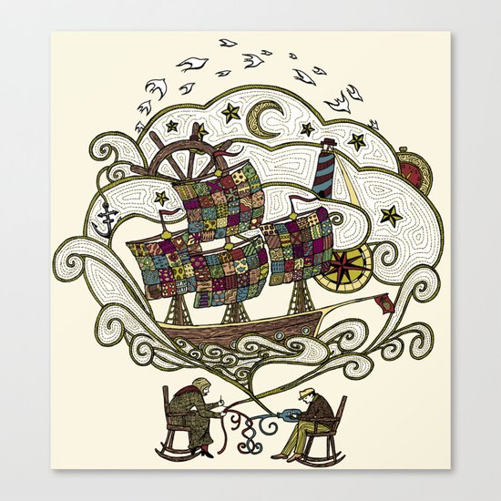 My Father was a Sailor, and My Mother, a Quilter Canvas Print
