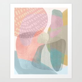 Shapes and Layers no.16 - Watercolor and pastel abstract painting Art Print