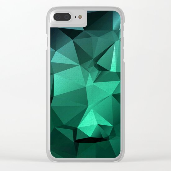 Polygonal geometric triangles pattern . Green , purple and turquoise Clear iPhone Case