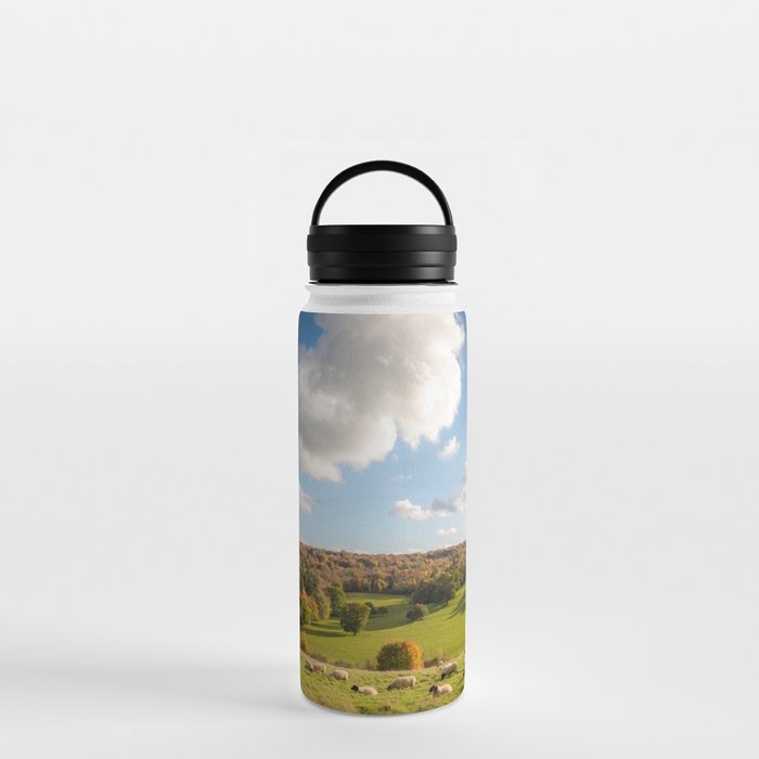 Beautiful English Countryside Farmland Sheep Grazing Water Bottle