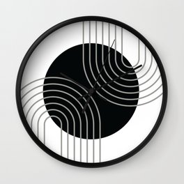 Mid Century Modern Geometric 171 in Grey White Black Wall Clock