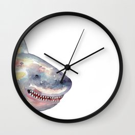 Funny Shark peeking watercolor Wall Clock