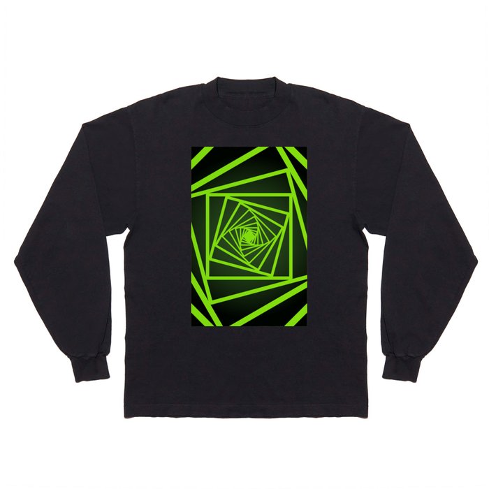 Black & Green Color Psychedelic Design Long Sleeve T Shirt