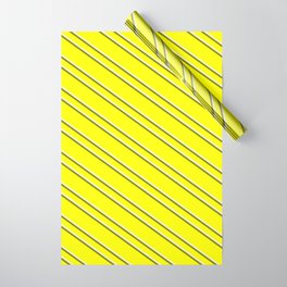 [ Thumbnail: Yellow, Beige & Green Colored Pattern of Stripes Wrapping Paper ]