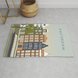 Amsterdam Rug | Vintage, Colors, Rotterdam, Landscape, House, Town, Iamsterdam, Building, Amsterdam, Colourful 