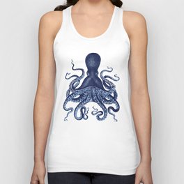 Watercolor blue vintage octopus Unisex Tank Top