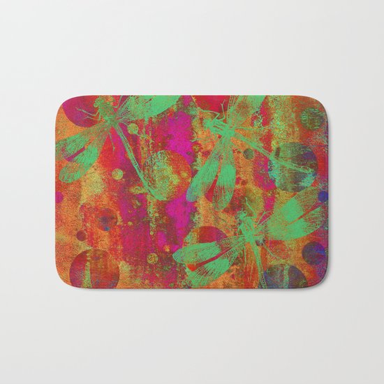 A Dragonflies and Dots W Bath Mat