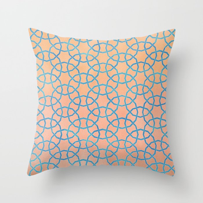Pink blue geometric pattern Throw Pillow