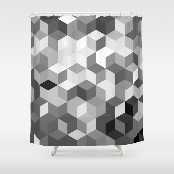 Hexagon Cube Tiles 15 Shower Curtain