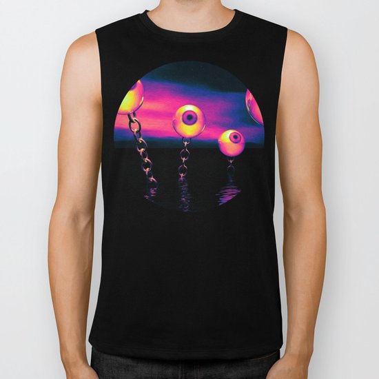 Pop Art Eyes Seascape Biker Tank