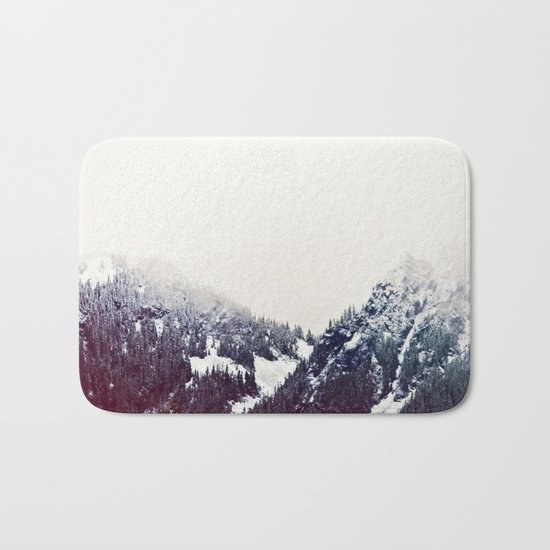 Vintage Snowy Mountain Bath Mat