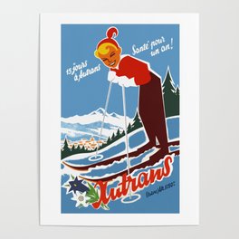 Vintage Autrans France Ski Travel Poster