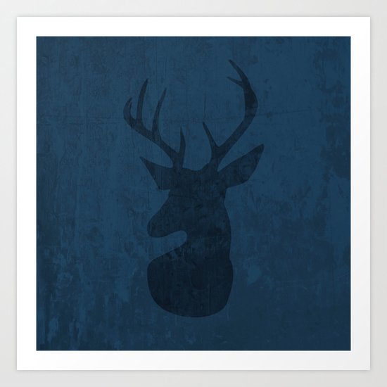 Blue Deer Design Art Print