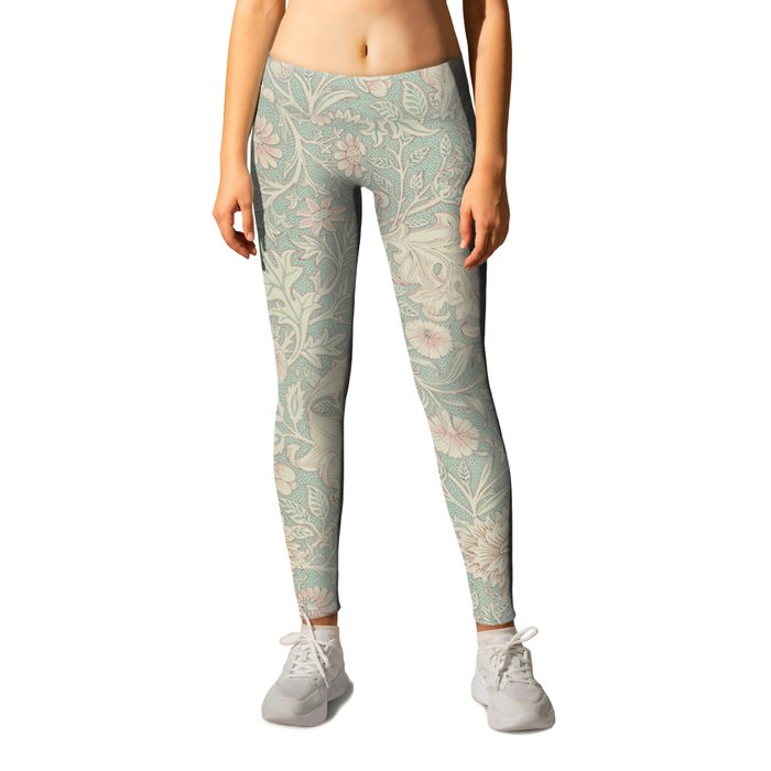 William Morris Vintage Double Bough Teal Rose Leggings