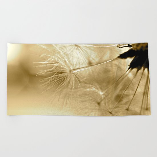 Diana's Dandelion Sepia Beach Towel