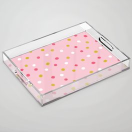 Polka Dot Confetti Pattern (pink/mustard/white) Acrylic Tray