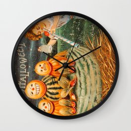 Vintage Halloween - Cute pumpkin head Wall Clock