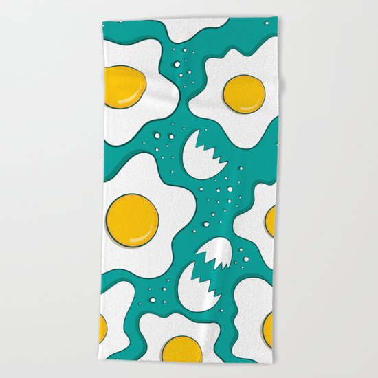 Fried Eggs Pattern Beach Towel