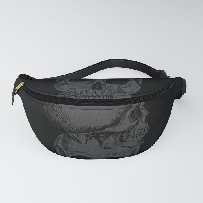 3 Black Skulls Stacked On Top of Each Other Fanny Pack