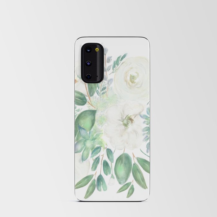 Handmade white flowers watercolor composition  Android Card Case