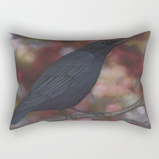 crow on a branch bokeh Rectangular Pillow