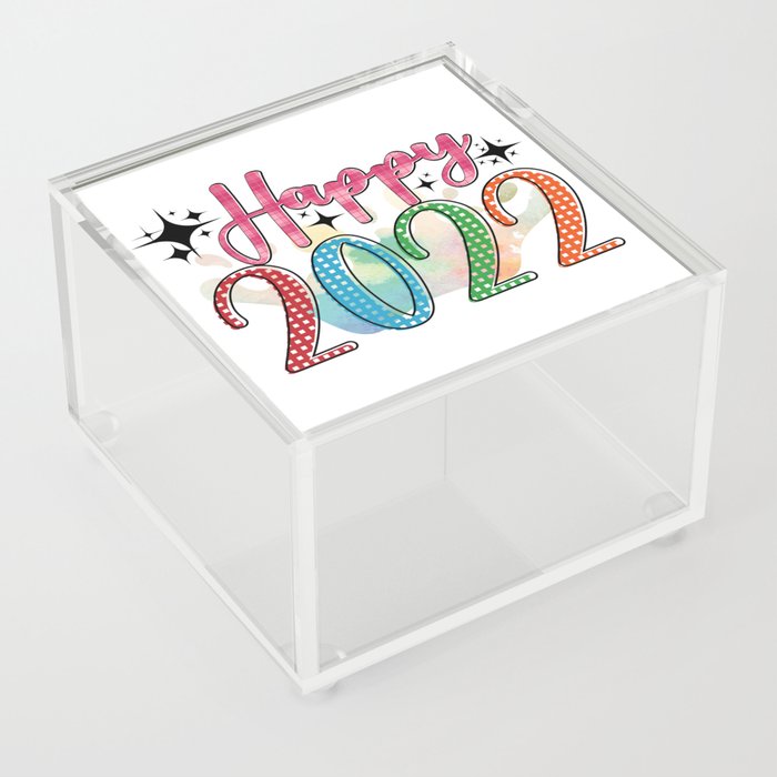 Happy New Year 2022 Vintage New Years Eve Party Graphic Design Digital Graphite New Year2022 New Year's New Years Eve Party Funny New Year Holidays & Events US Holidays  Acrylic Box