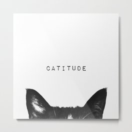 Cat - Catitude - Minimal Adorable Cats Ears - Typography - Animal photography by Ingrid Beddoes Metal Print