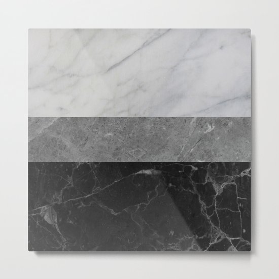 Marble - White, Grey, Black Metal Print