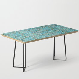 Summery Turquoise Glass Tiles Pattern Coffee Table