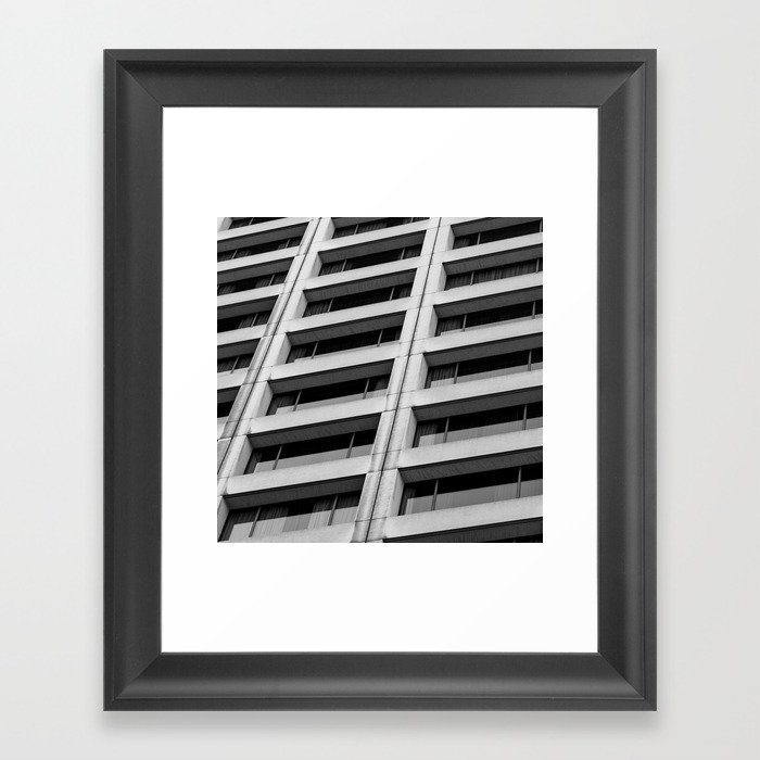 Black and White Apartment Windows Framed Art Print