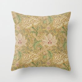 William Morris Windrush Gold Thyme Green Vintage Pattern Throw Pillow