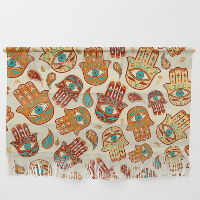 Hamsa Hand - Hand of Fatima Teal Terracotta Wall Hanging