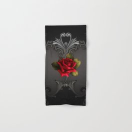 Gothic Glamour Red Rose Black Ornamental Glam Hand & Bath Towel