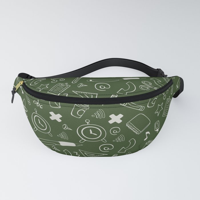 Back to School - Green-White Pattern Fanny Pack
