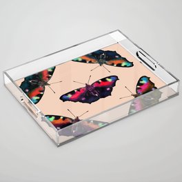 Colorful Mirrored Moths: Beige Acrylic Tray
