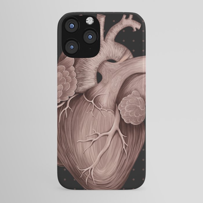 Anatomical Human Heart - Black and Old Rose iPhone Case