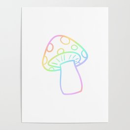 Pastel Rainbow Gradient Mushroom Poster