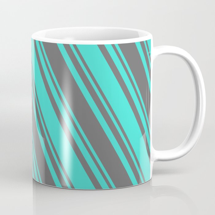 Dim Gray and Turquoise Colored Stripes Pattern Coffee Mug