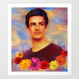 Barry with Flowers Art Print | Realism, Flowers, Painting, People, Grantgustin, Digital, Barryallen, Comic, Theflash 