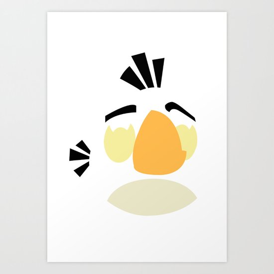 Angry Bird - White Art Print
