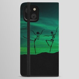 Skeletons dancing on top of a hill in oblivion iPhone Wallet Case