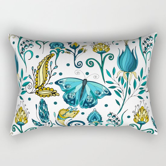 Floral pattern with butterfly Rectangular Pillow