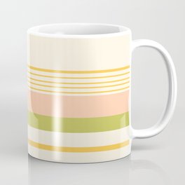 Half Stripes Minimalist Pattern in Retro Blush Pink, Light Avocado Green, and Marigold on Cream Mug