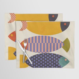 mid century abstract fishes Placemat