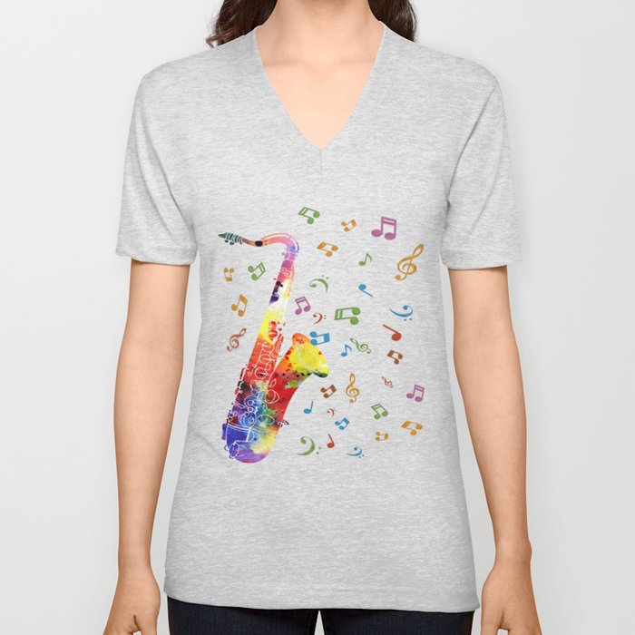 Saxophone V Neck T Shirt